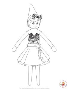 Girl Elf on the Shelf Coloring Page. She's ready for the Christmas
