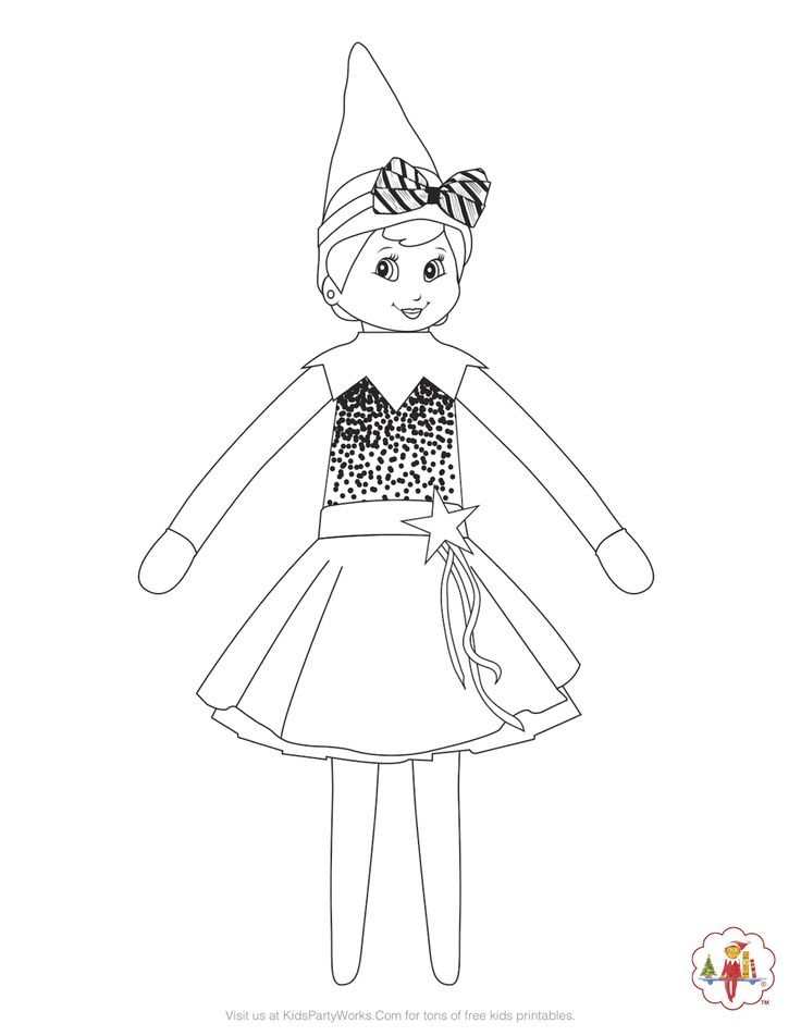Easy Elf On The Shelf Coloring Pages