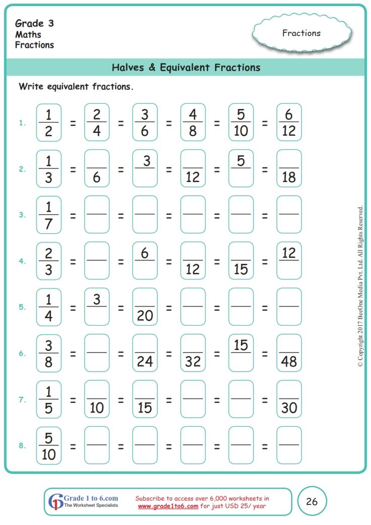 Equivalent Fractions Worksheet Grade 3 Math in 2020 Free math