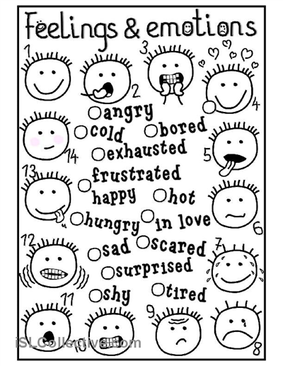 Emotions And Feelings Worksheets For Kids
