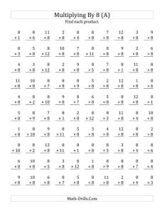 Multiplying 1 to 12 by 8 (All) Multiplication Pinterest