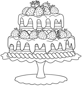 Strawberry Cake Coloring Page Coloring books, Coloring pages, Cute