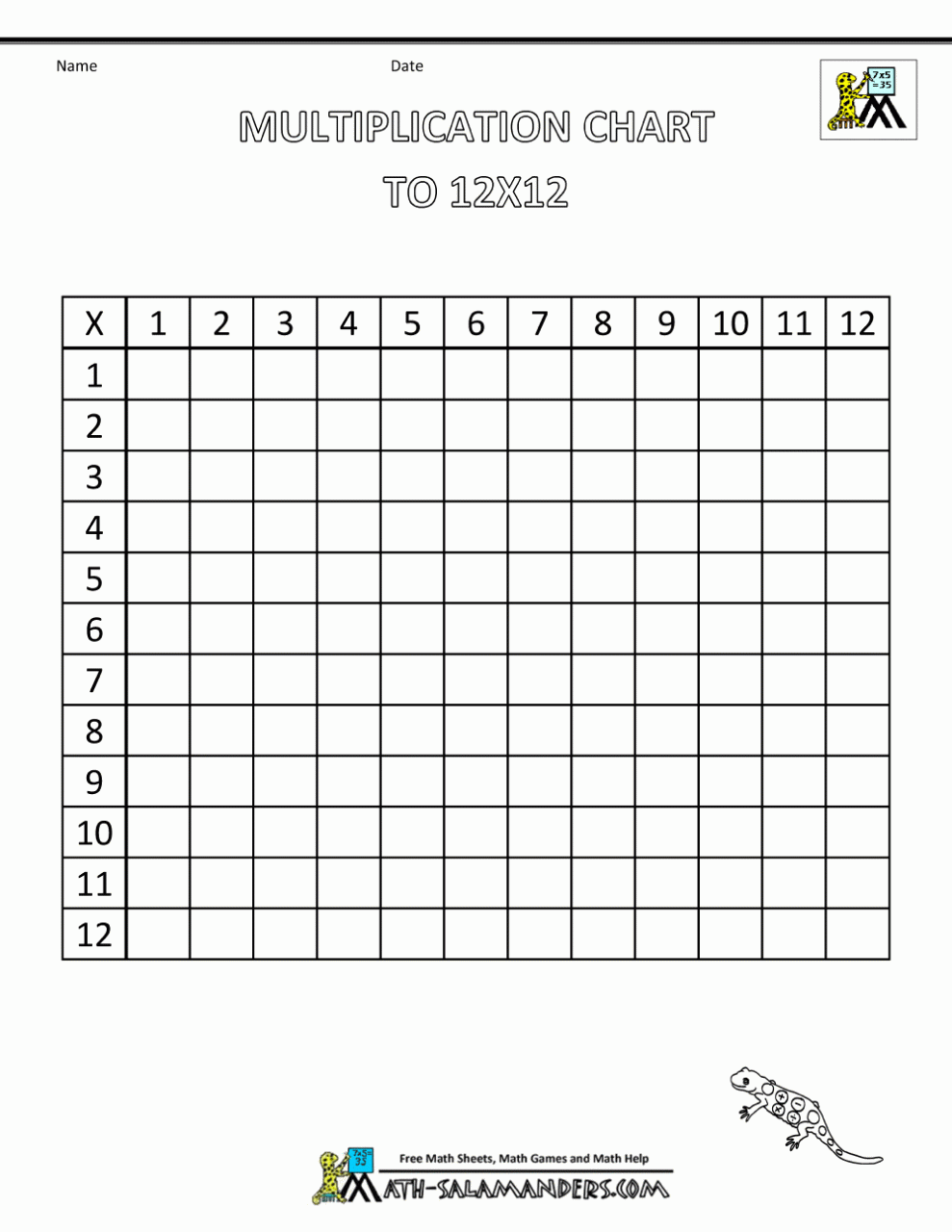 Printable Times Table Grid Blank Mixed
