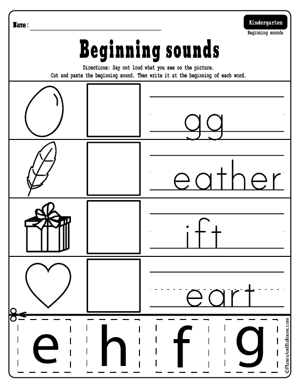 Pdf Beginning Sounds Worksheets Cut And Paste