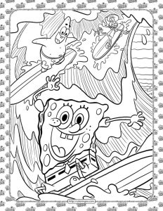 SpongeBob and Friends Having Fun Coloring Page. High quality free