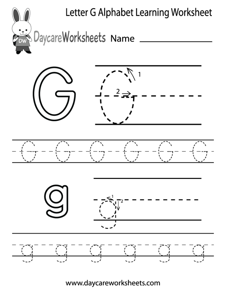 Preschool Printable Letter G Worksheets