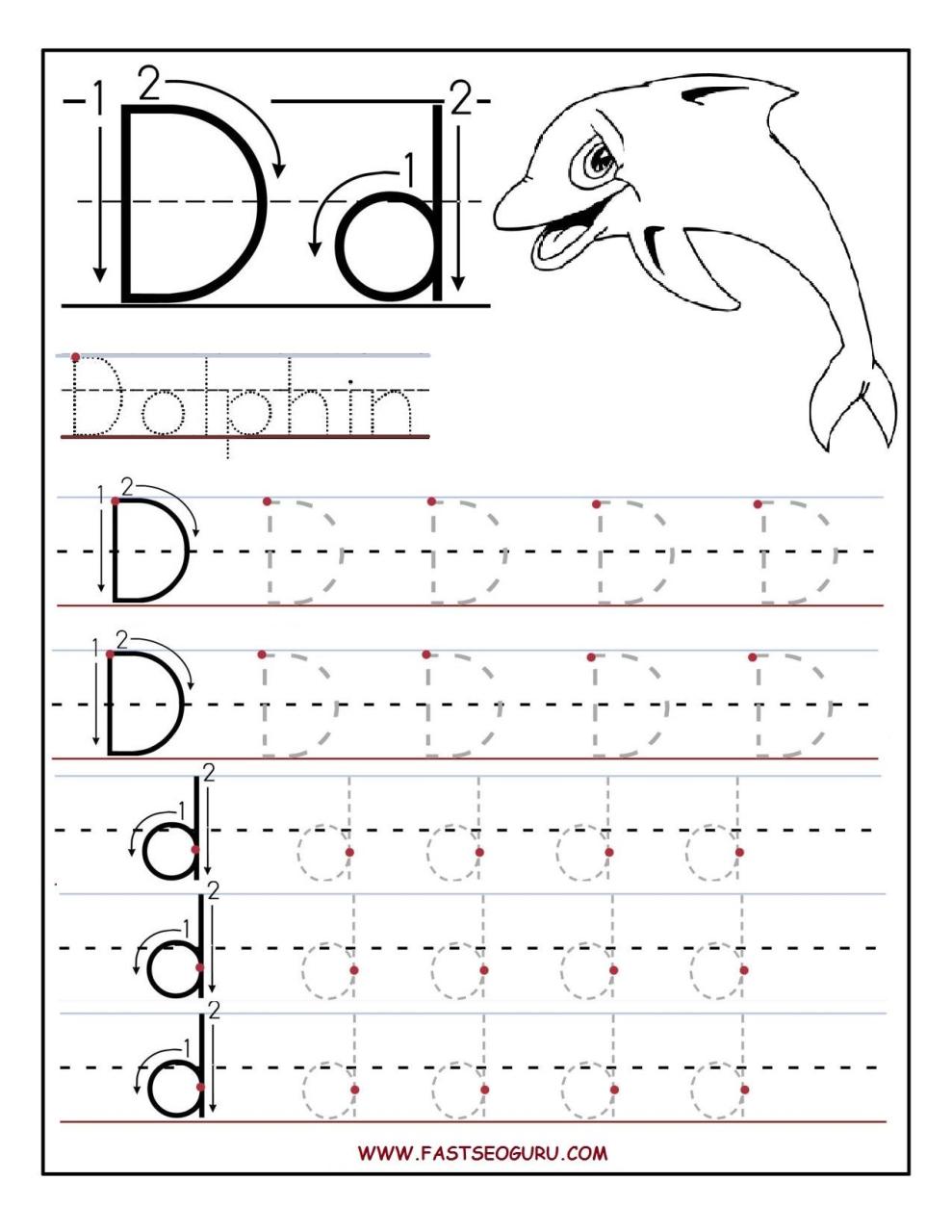 Tracing Letter D Worksheets For Preschool