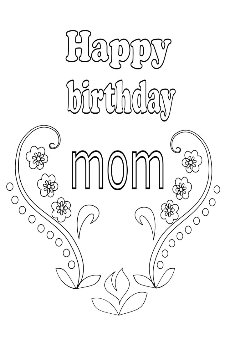 Coloring Pages Happy Birthday Mom