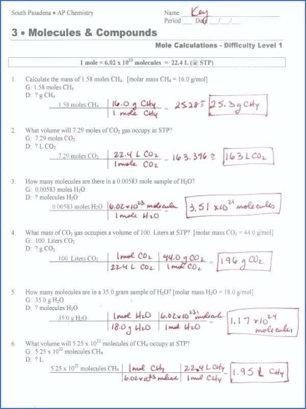 Molarity Worksheets With Answers