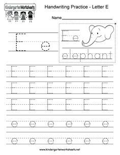 Writing Letter E Worksheets For Kindergarten