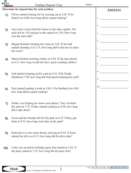 4th Grade Elapsed Time Worksheets Word Problems