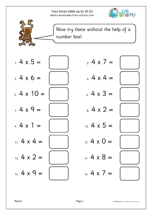 Multiply By 10 Worksheet Year 4