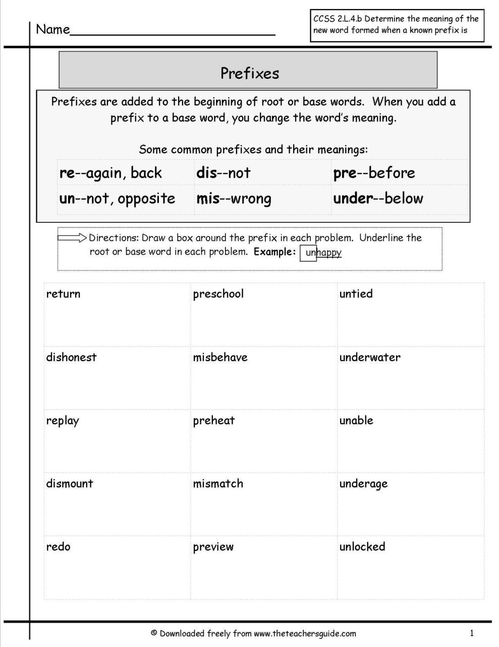 4th Grade Root Words Worksheet
