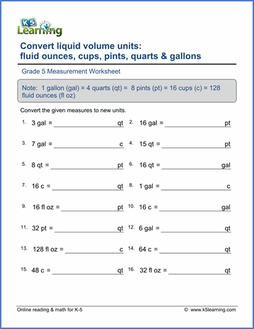 Printable Measurement Worksheets Grade 5
