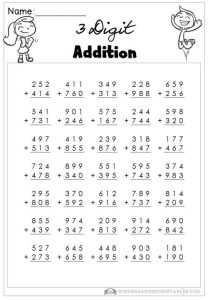3 Digit Addition Worksheets Math addition worksheets, 3rd grade math