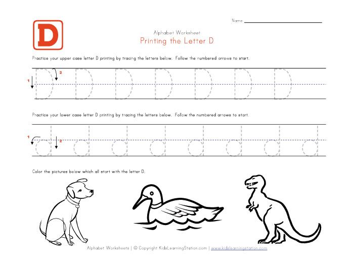 Free Letter D Worksheets For Preschool