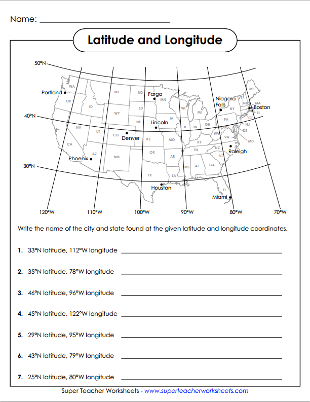Latitude And Longitude Worksheets 6th Grade Answer Key