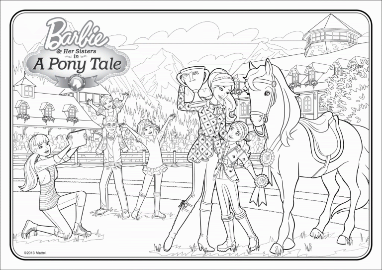 Coloring Pages Barbie Horse