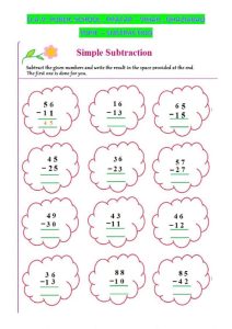 Subtraction 2 digit numbers worksheet