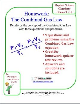 Combined Gas Law Problems Worksheet Answer Key
