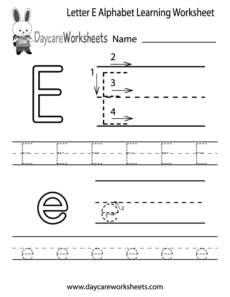 Free Letter E Worksheets For Preschool