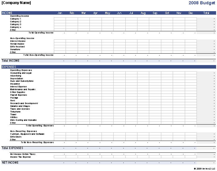Excel Budget Worksheet Template