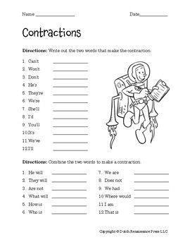 Spanish Contractions Worksheet Pdf