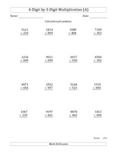 Printable Multiply Worksheet 3 Digits By 1 Digit Numbers Learning How