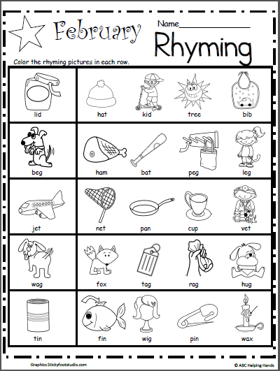 Printable Rhyming Worksheets For Kindergarten Free
