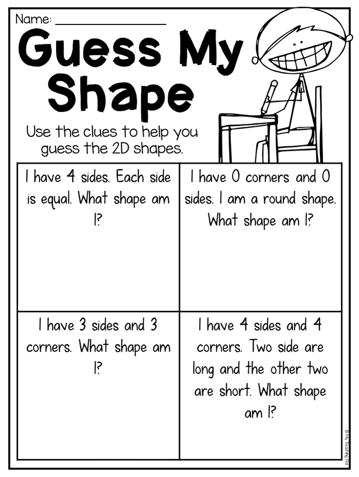 Printable 2d Shapes Worksheets For Grade 1