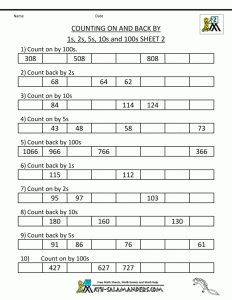 counting on and back by 1s 2s 5s 10s 100s 2 2nd grade math worksheets