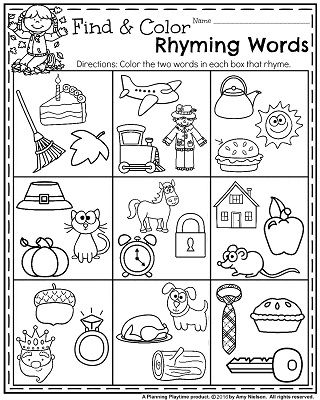 Rhyming Words Worksheets For Preschoolers