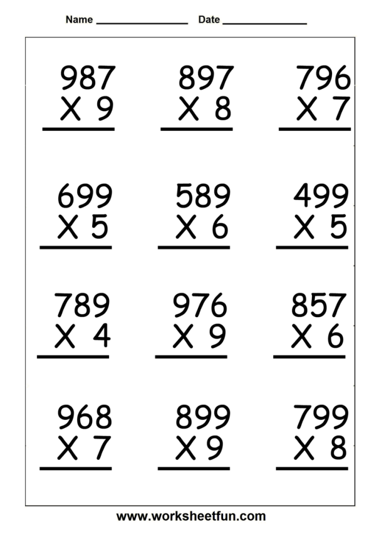 Multiplication Fifth Grade Math Problems For 5th Graders