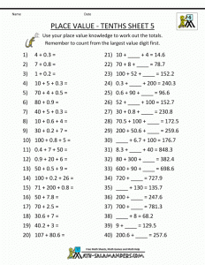 Decimal Numbers Worksheet 4th Grade Favorite Worksheet