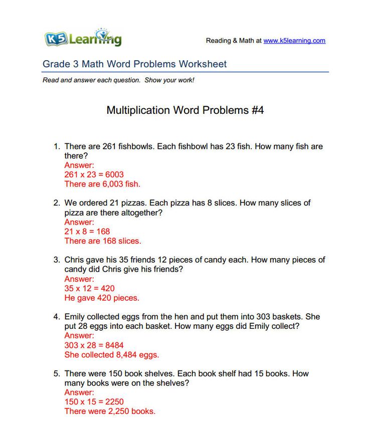 Multiplication Math Problems For 5th Graders With Answers