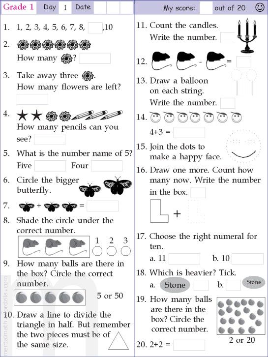 Addition Mental Maths Worksheet For Class 2