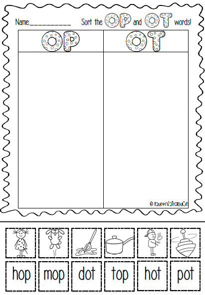 First Grade Ot Word Family Worksheets