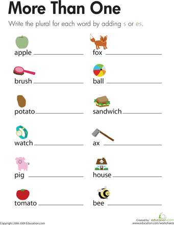 Grade 1 Kindergarten Singular Plural Worksheet