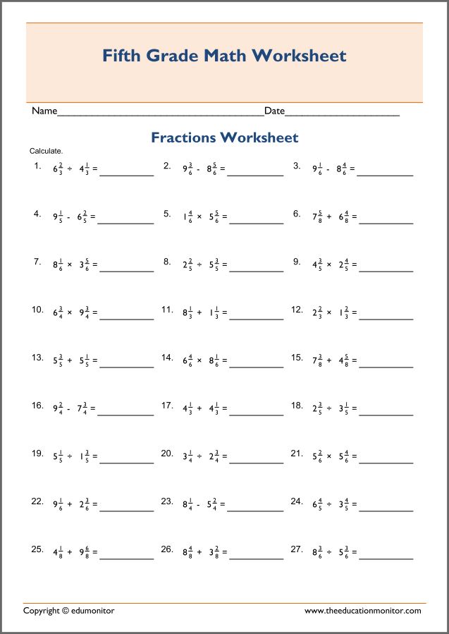 Mixed Operations With Fractions Worksheet Pdf