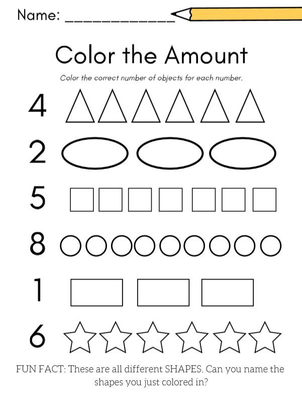 Number Activity Sheets For Preschoolers