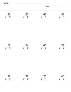 Multiplication 2digits x 1digits worksheet