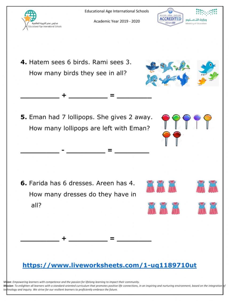 Math live worksheet add and subtract Wed 16 Sep 2020 worksheet