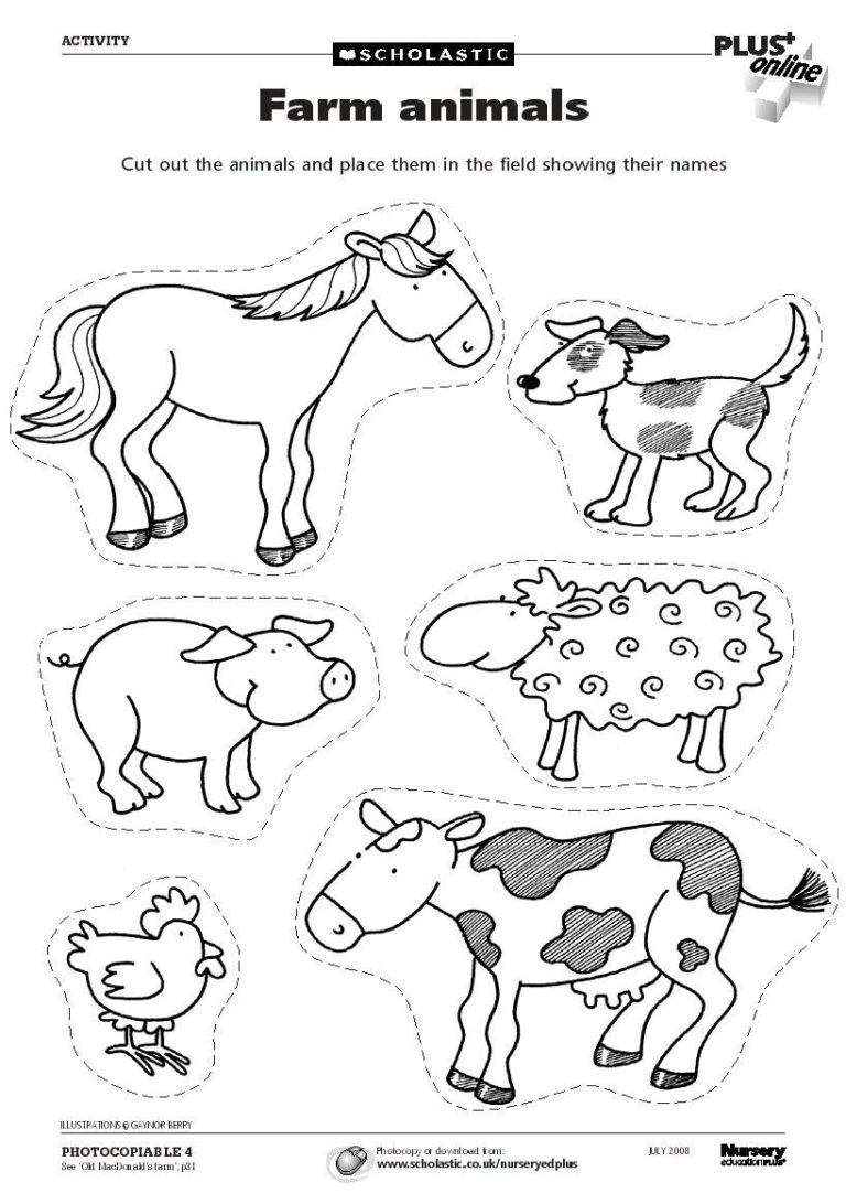 Coloring Farm Animals Worksheets For Kindergarten