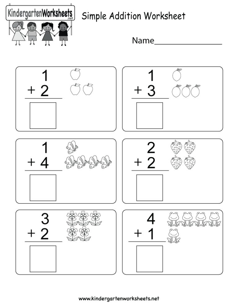 Simple Picture Addition Worksheets For Kindergarten