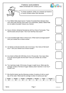 Fraction word problems Fraction and Decimal Worksheets for Year 6