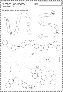 Australian Curriculum Number Sequences Worksheets and Task Cards Year 2