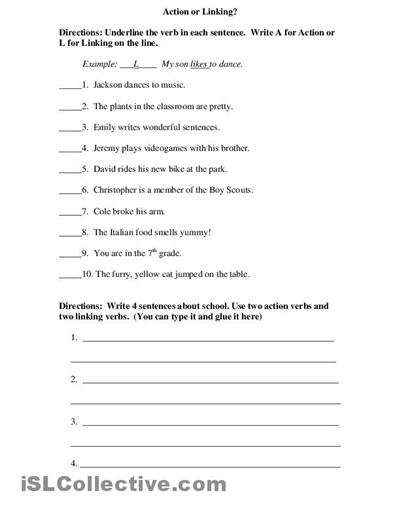 4th Grade Linking And Helping Verbs Worksheet