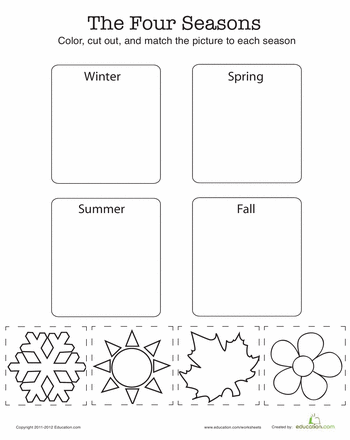 Printable Matching Seasons Worksheets For Kindergarten