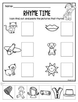 Free Cut And Paste Rhyming Worksheets