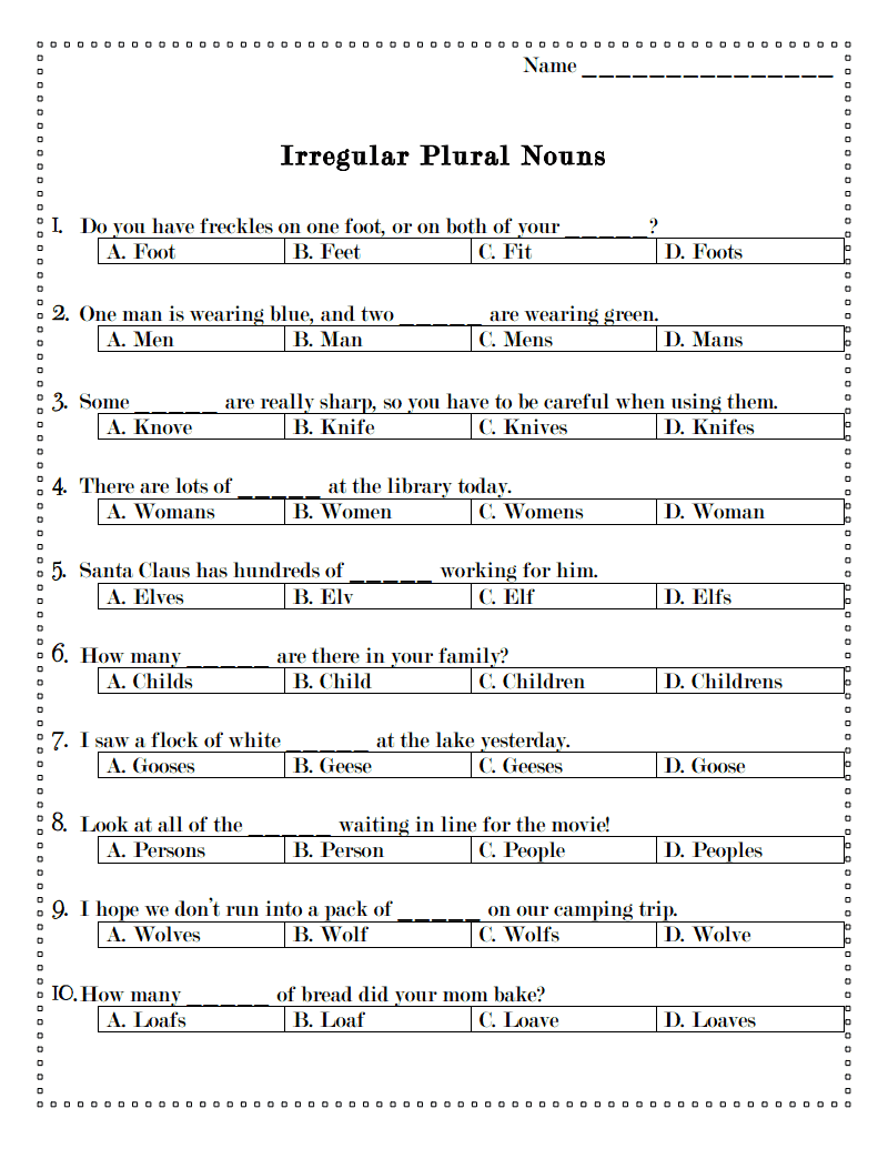 Plural Nouns Worksheet Grade 3 Pdf